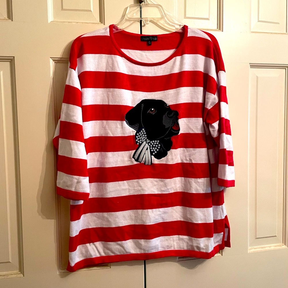 Bua/Bua Red Striped Cotton Jersey Top  XL